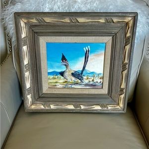 Vintage Western Arizona Southwest Desert Roadrunner Painting Wall Hanging Mexico